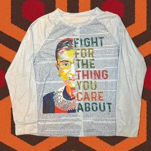 NWOT RBG Ruth Bader Ginsberg Quote Printed Long-Sleeve Shirt